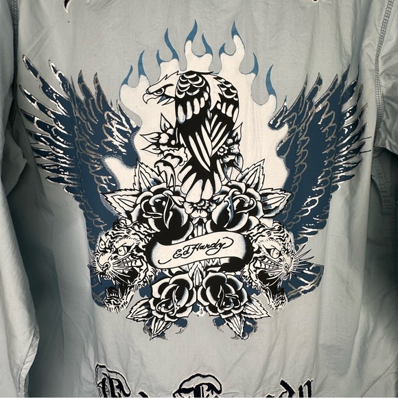 NWT Ed Hardy Embroidered Long Sleeve Button Up - Picture 5 of 9